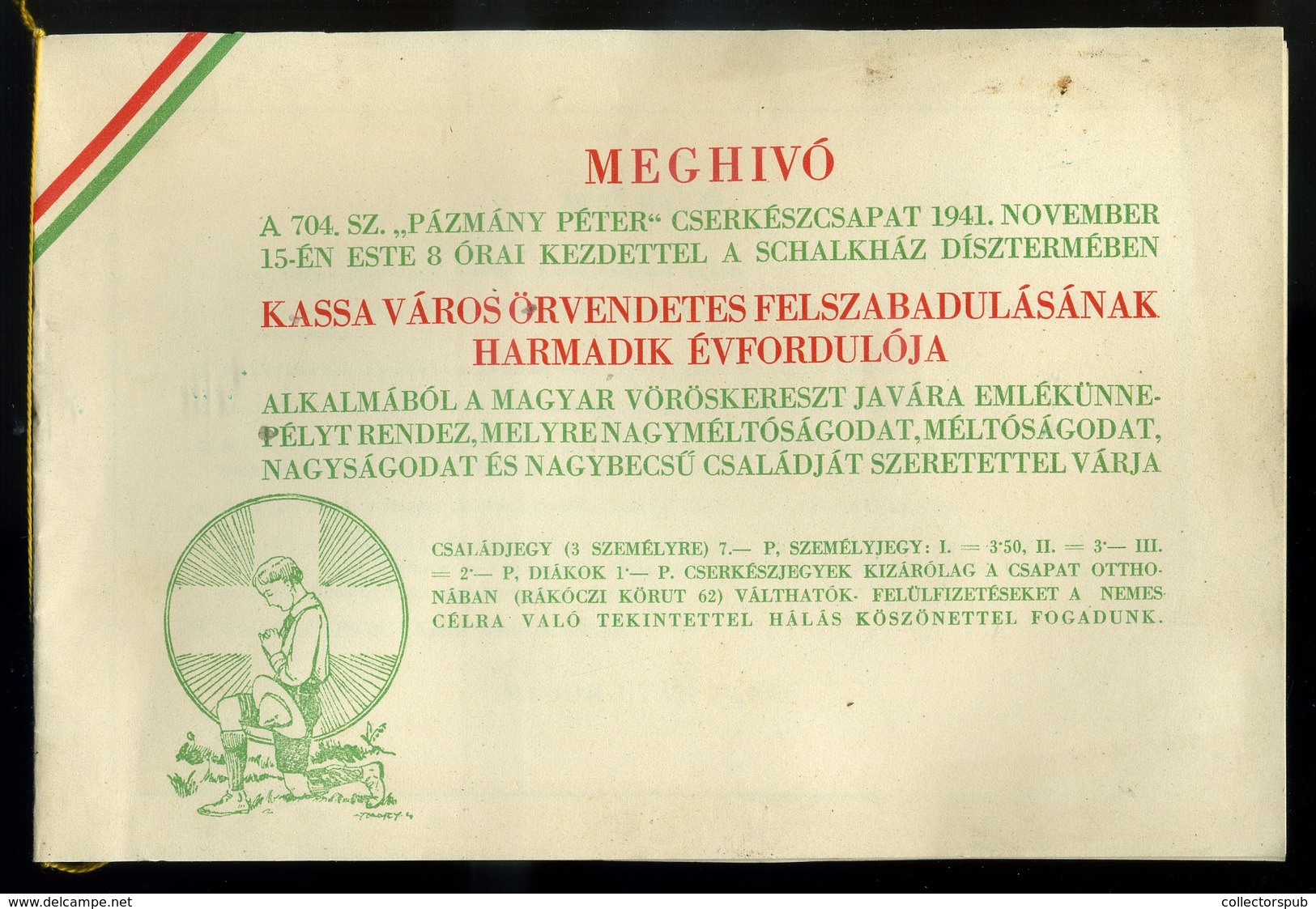 KASSA 1941. Cserkész Ünnepély , Dekoratív Meghívó  /  Boy Scout Fair Decorative Inv. - Unclassified