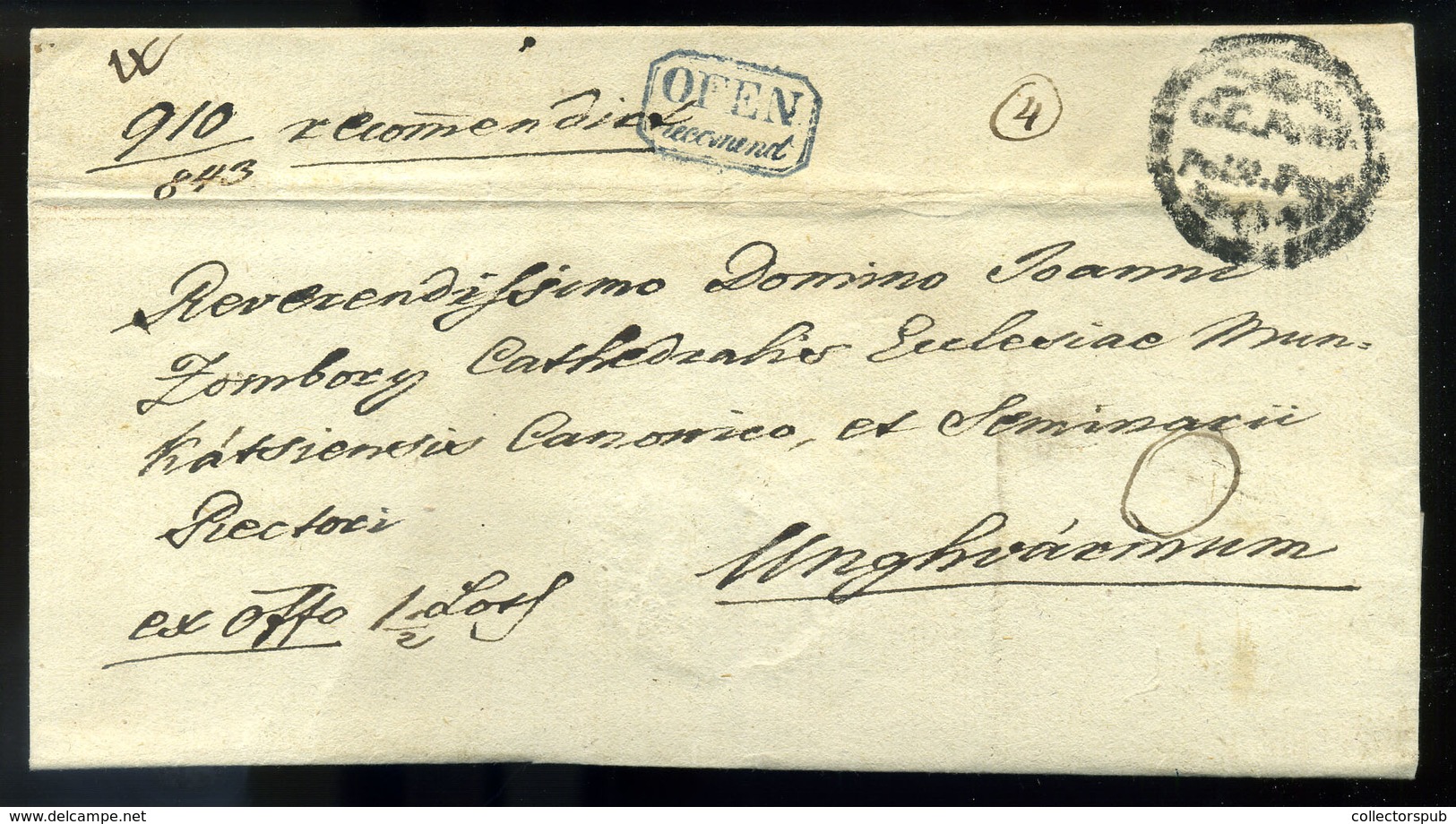 OFEN 1843. Ex Offo Levél Kék / Blue 'OFEN / Recomand' - Unghvár - ...-1867 Prephilately