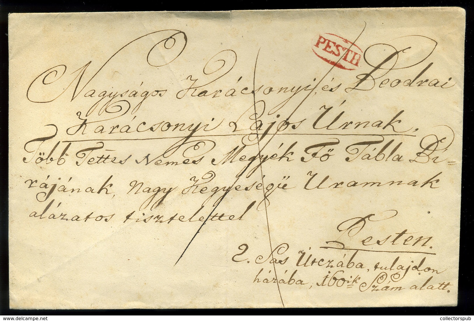 PEST 1835-45. Cca. Helyi (!) Levél, Piros Bélyegzéssel, Szép!  /  Local Letter Red Pmk, Nice - ...-1867 Prephilately