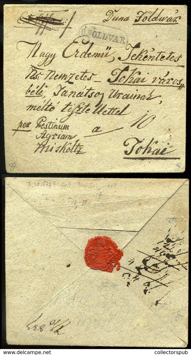 DUNAFÖLDVÁR 1834. Dekoratív Levél Tokajba Küldve  /  Decorative Letter To Tokaj - ...-1867 Prephilately