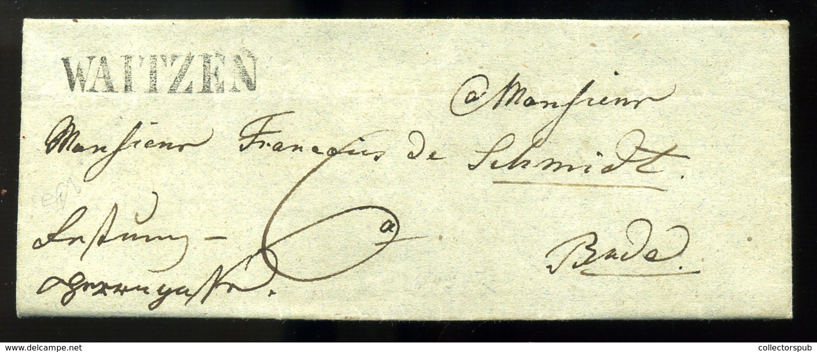 VÁC 1843. Szép Portós Levélke, Tartalommal "Waitzen" Vonal Bélyegzéssel Budára Küldve, érk. Bélyegzéssel  /  1843 Nice U - ...-1867 Prephilately