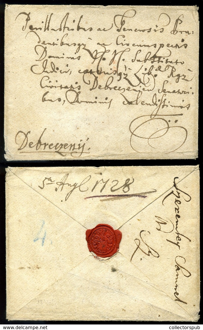 DEBRECEN 1728. Dekoratív Levél Debrecenbe Küldve, A Feladó : Szeremley Sámuel Debreceni Főbíró  /  Decorative Letter To  - ...-1867 Prephilately