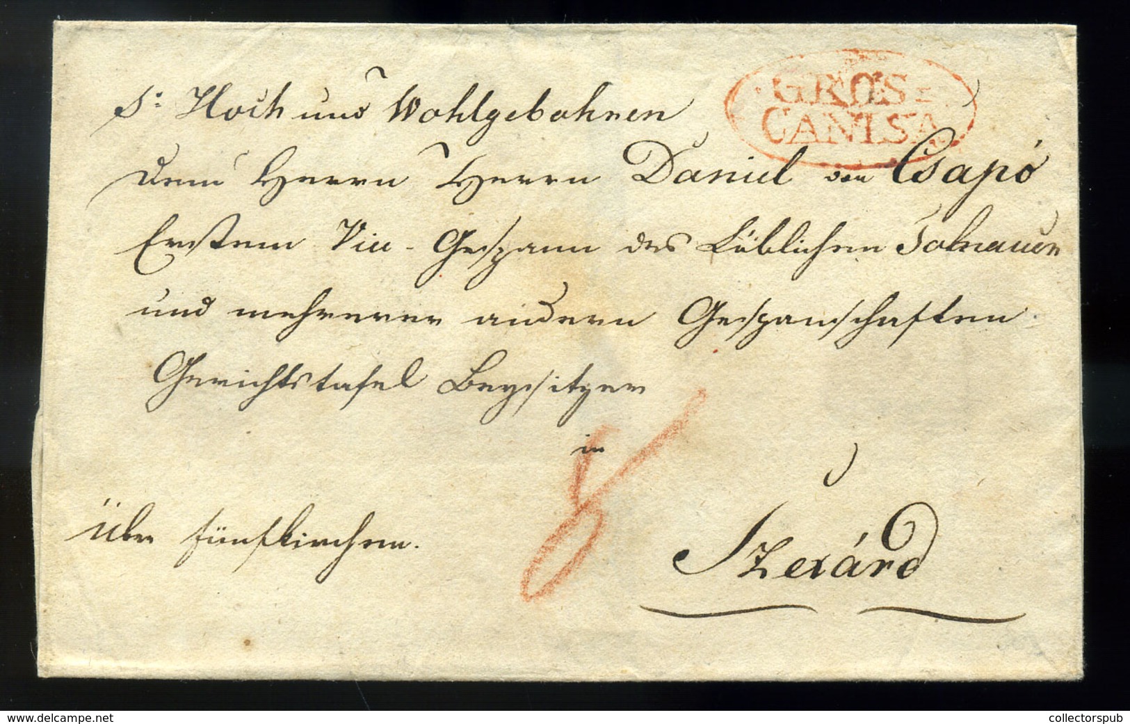 NAGYKANIZSA 1835. Cca. Portós Levél, Piros Bélyegzéssel Szekszárdra  /  Ca 1835 Unpaid Letter Red Pmk To Szekszárd - ...-1867 Prephilately