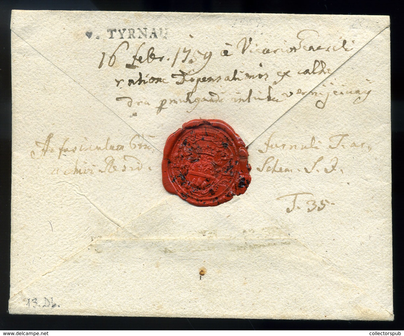 NAGYSZOMBAT 1759. Levél 3kr Portóval  'v.TYRNAU' Selmecbányára Küldve. Ritka, Korai Darab!   /  1759 Letter 3kr Postage - Other & Unclassified