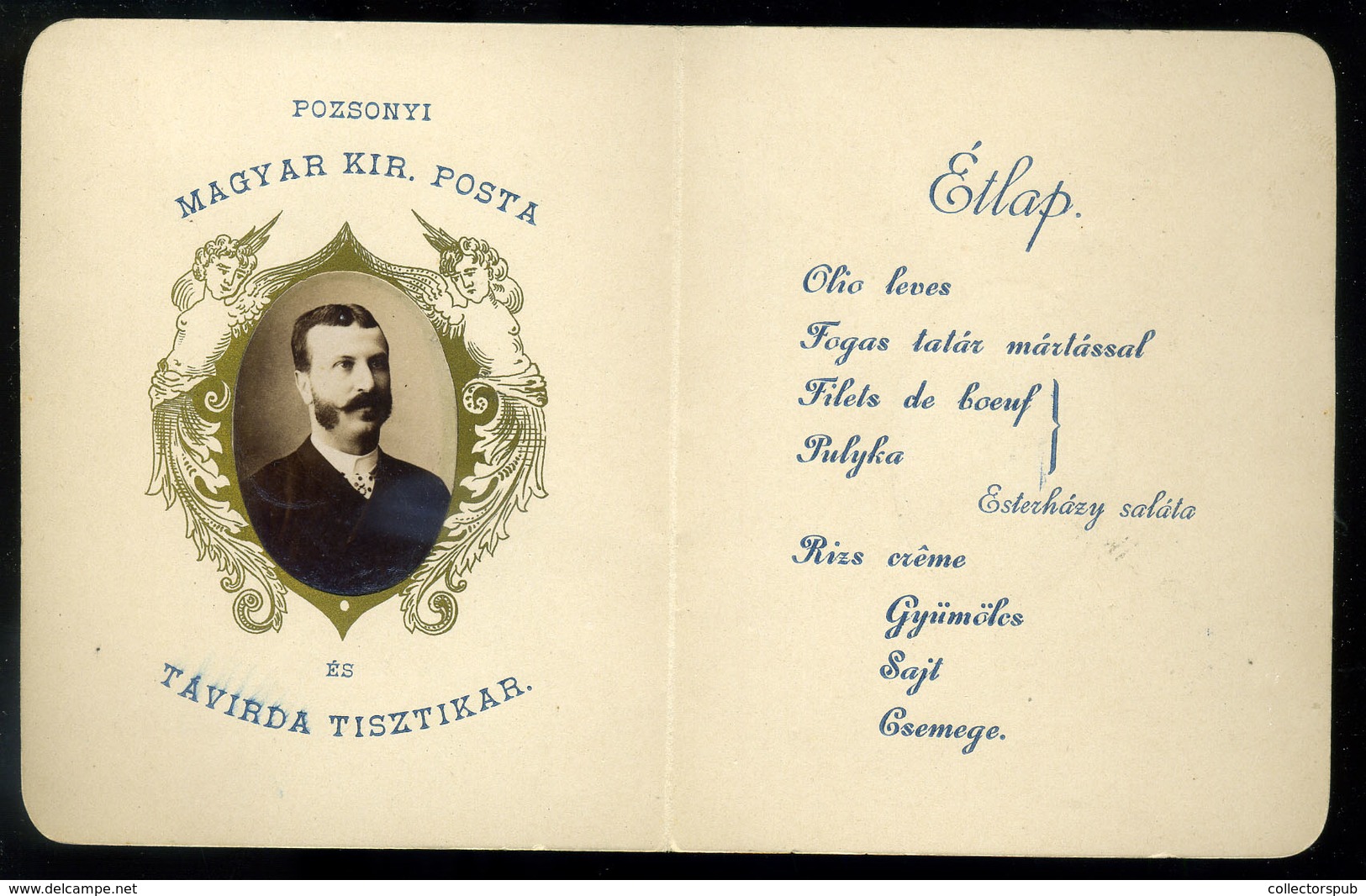 MENÜKÁRTYA , 1893. Berlin Testvérek Szállodája "A Magyar Királyhoz" , Pozsonyi Magyar Kir. Posta és Távirda Tisztikar Fo - Unclassified