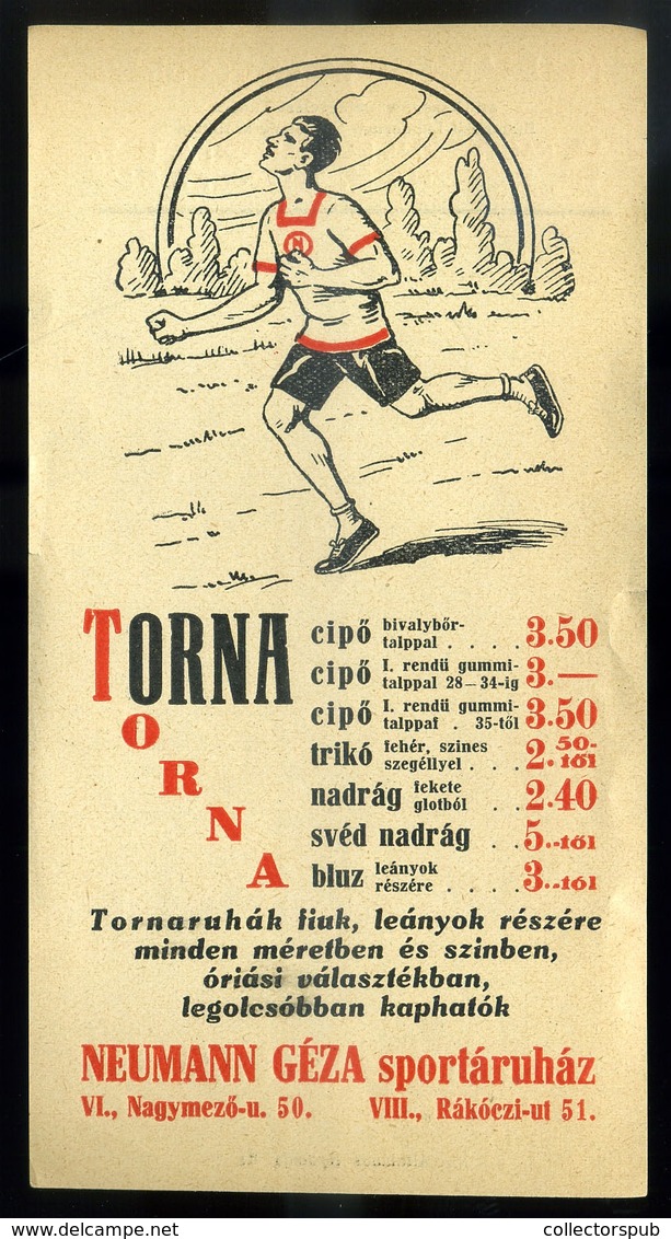 SZÁMOLÓ CÉDULA  Régi Reklám Grafika ,  Sport , Torna  /  COUNTING CARD Vintage Adv. Graphics, Sport Gymnastics - Unclassified