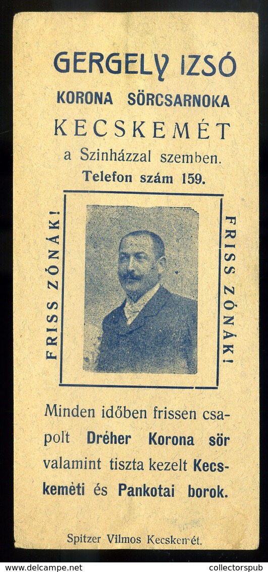 SZÁMOLÓ CÉDULA  Régi Reklám Grafika , Kecskemét, Sörcsarnok  /  COUNTING CARD Vintage Adv. Graphics, Kecskemét, Beer Hal - Zonder Classificatie