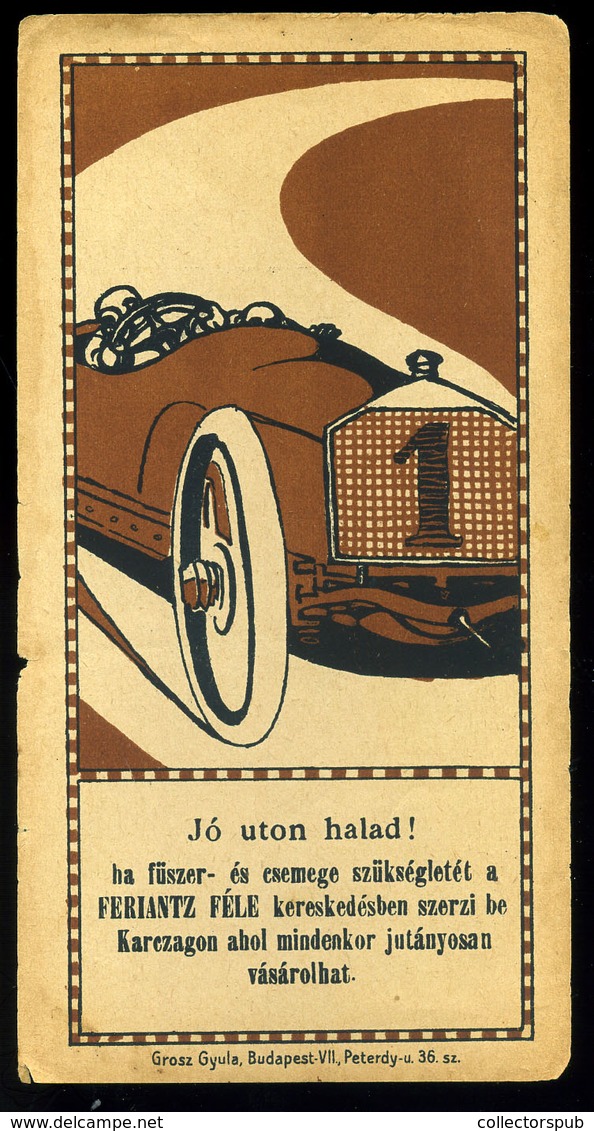 SZÁMOLÓ CÉDULA  Régi Reklám Grafika , Automobil  /  COUNTING CARD Vintage Adv. Graphics, Automobile - Zonder Classificatie