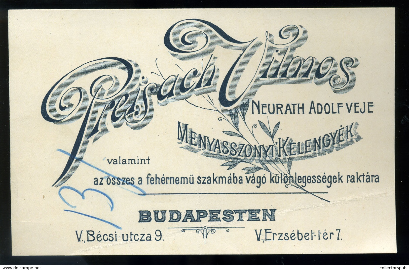 BUDAPEST 1907. Preisach Vilmos, Régi Céges Számla  /  Vilmos Preisach Vintage Corp. Bill - Zonder Classificatie