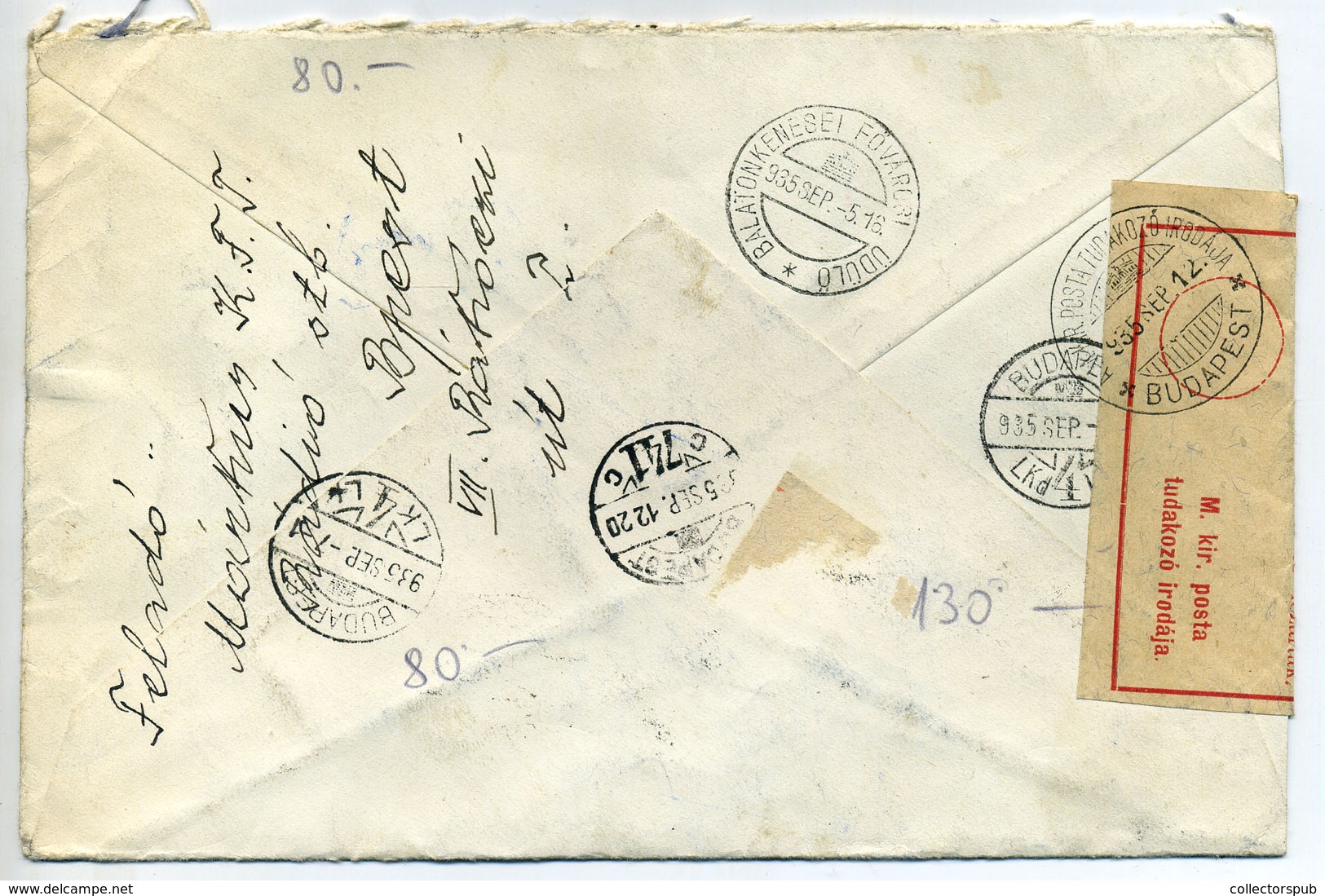 BUDAPEST 1935. "Bizottságilag Felbontott" Visszaküldött Ajánlott Levél  /  Opened Returned Reg. Letter - Covers & Documents