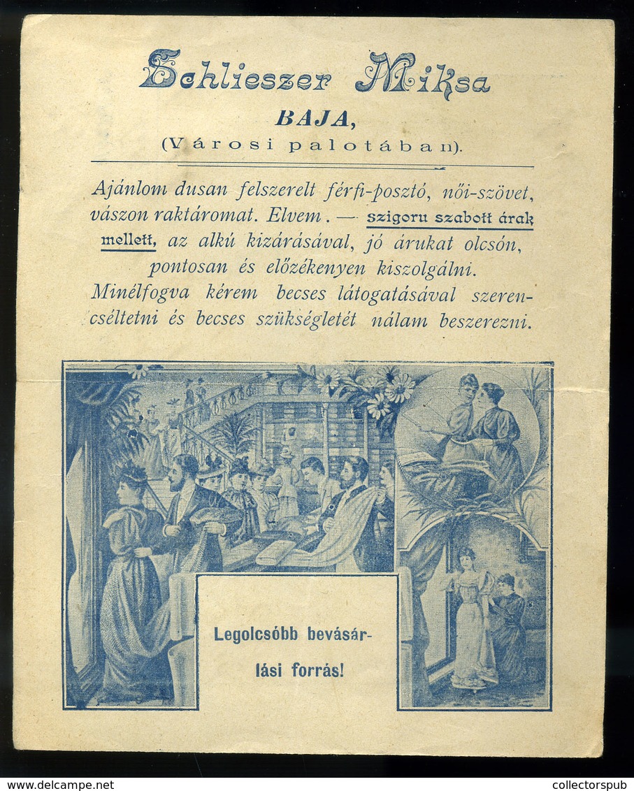 BAJA 1901. Schlieszer Miksa , Dekoratív, Céges Számla  /  1901 Decorative Corp. Bill - Unclassified