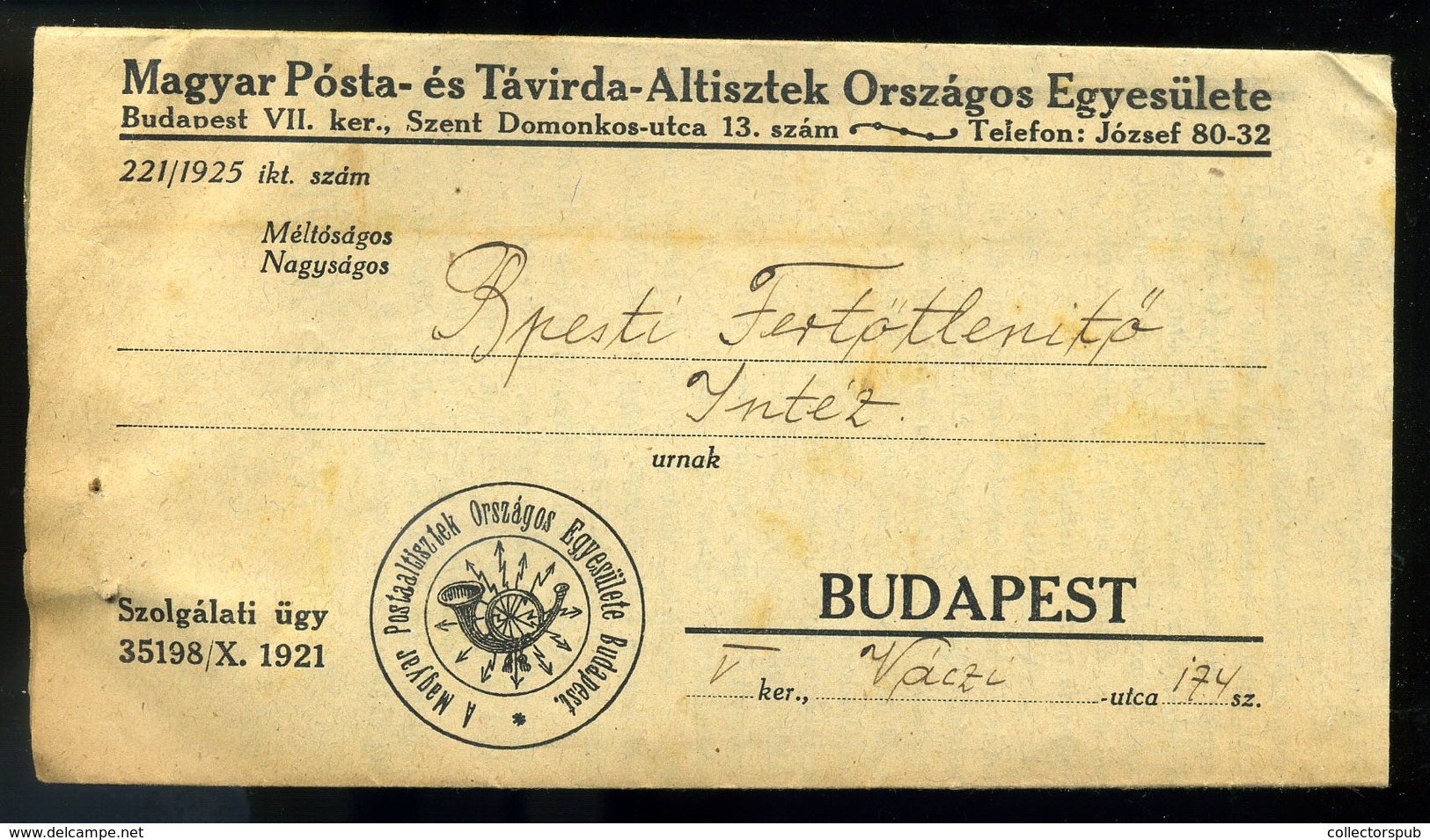 BUDAPEST 1921. Magyar Posta és Távirda Altisztek Egyesülete, Postázott Belépőjegyek  /  Union Of Post And Telegraph Offi - Unclassified