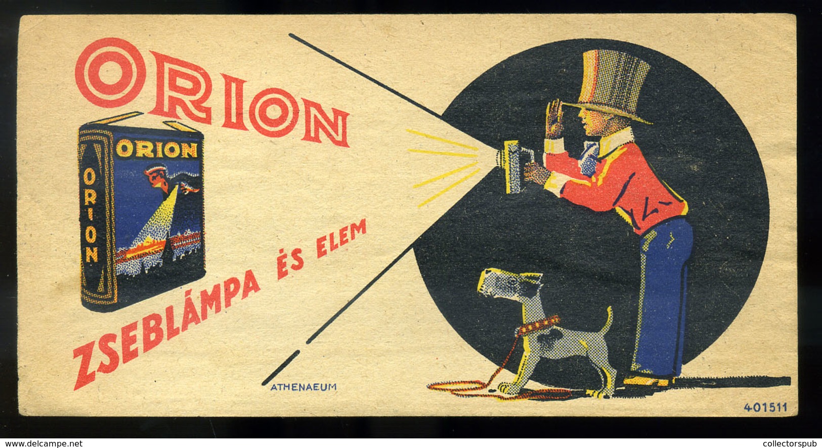 SZÁMOLÓ CÉDULA  Régi Reklám Grafika , Orion   /  COUNTING CARD Vintage Adv. Graphics, Orion - Unclassified