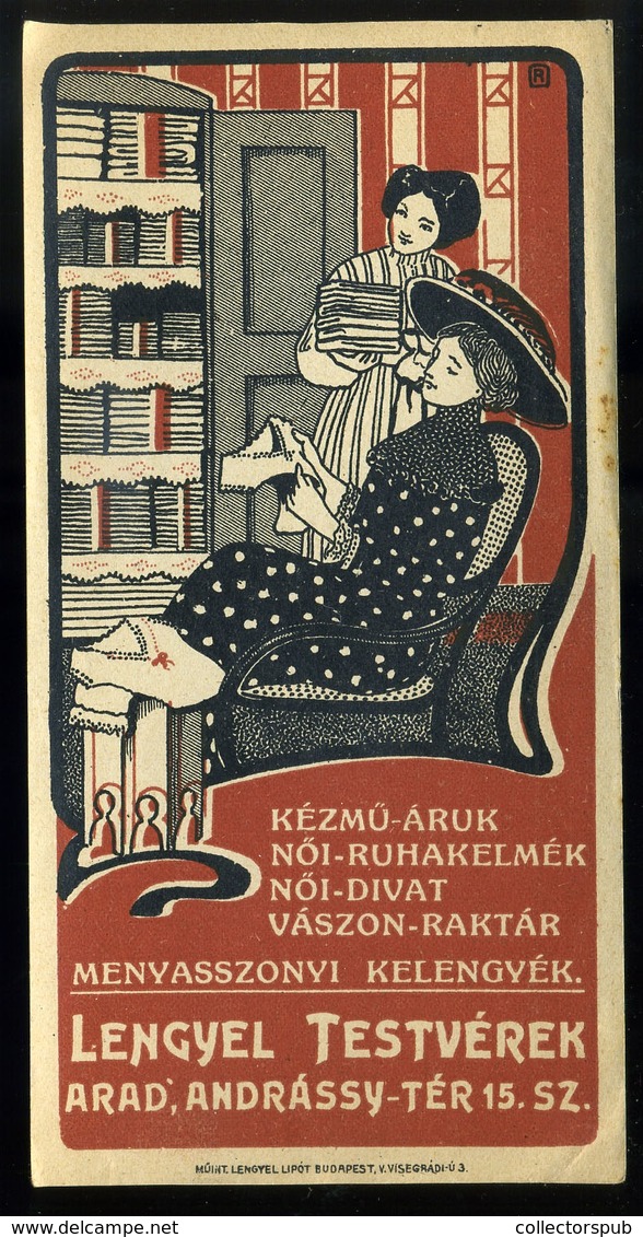 SZÁMOLÓ CÉDULA  Régi Reklám Grafika , Arad  /  COUNTING CARD Vintage Adv. Graphics, Arad - Unclassified