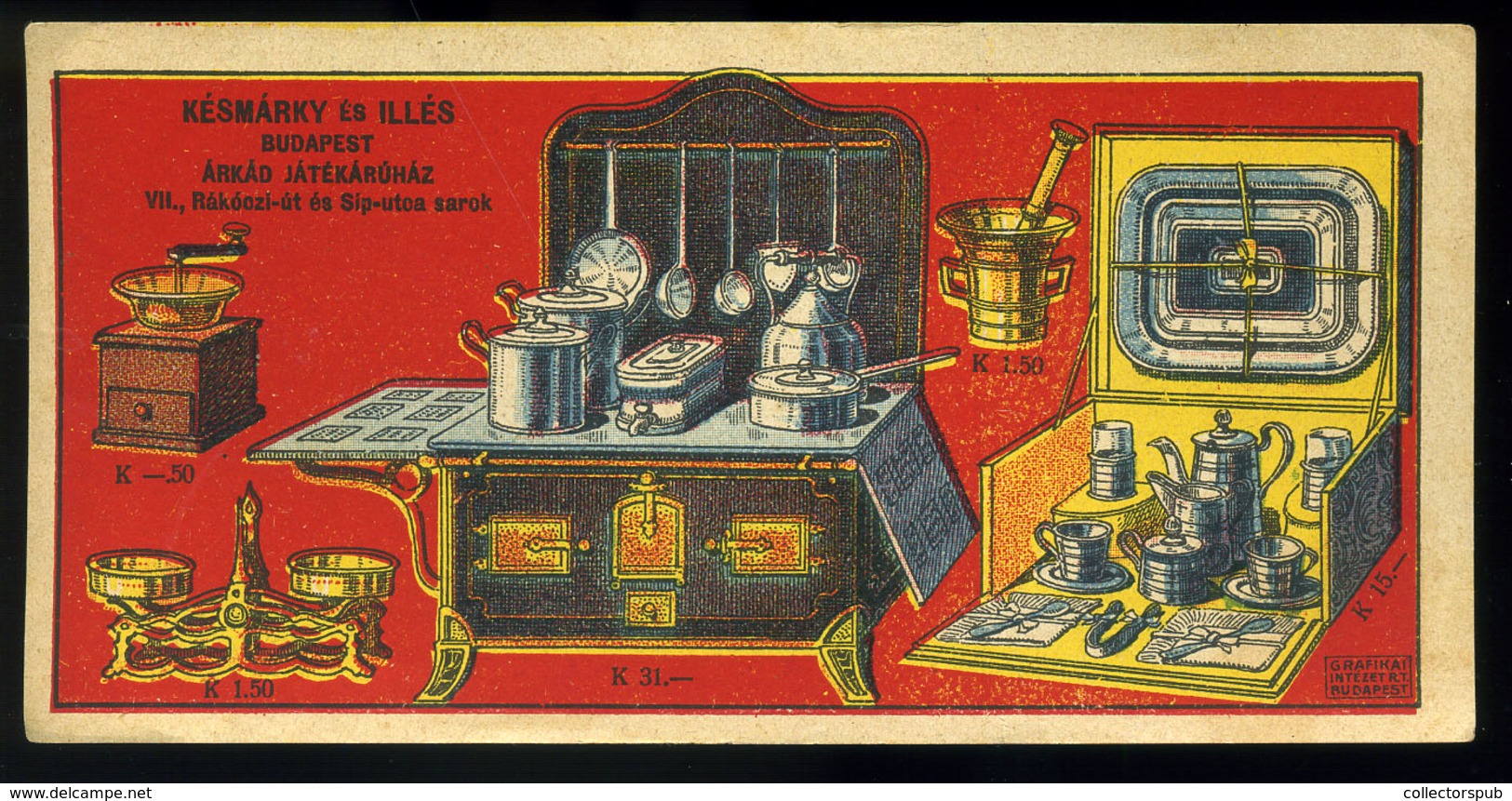 SZÁMOLÓ CÉDULA  Régi Reklám Grafika , Árkád Játékáruház   /  COUNTING CARD Vintage Adv. Graphics, Árkád Toy Store - Unclassified