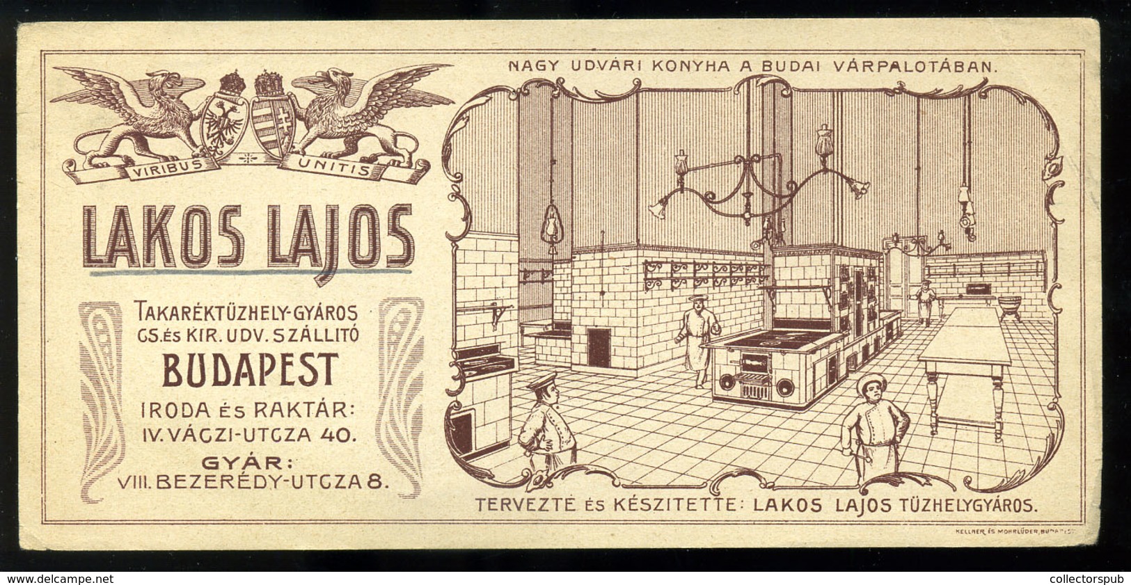 SZÁMOLÓ CÉDULA  Régi Reklám Grafika , Lakos Lajos,tűzhely  /  COUNTING CARD Vintage Adv. Graphics, Lajos Lakos, Stoves - Unclassified