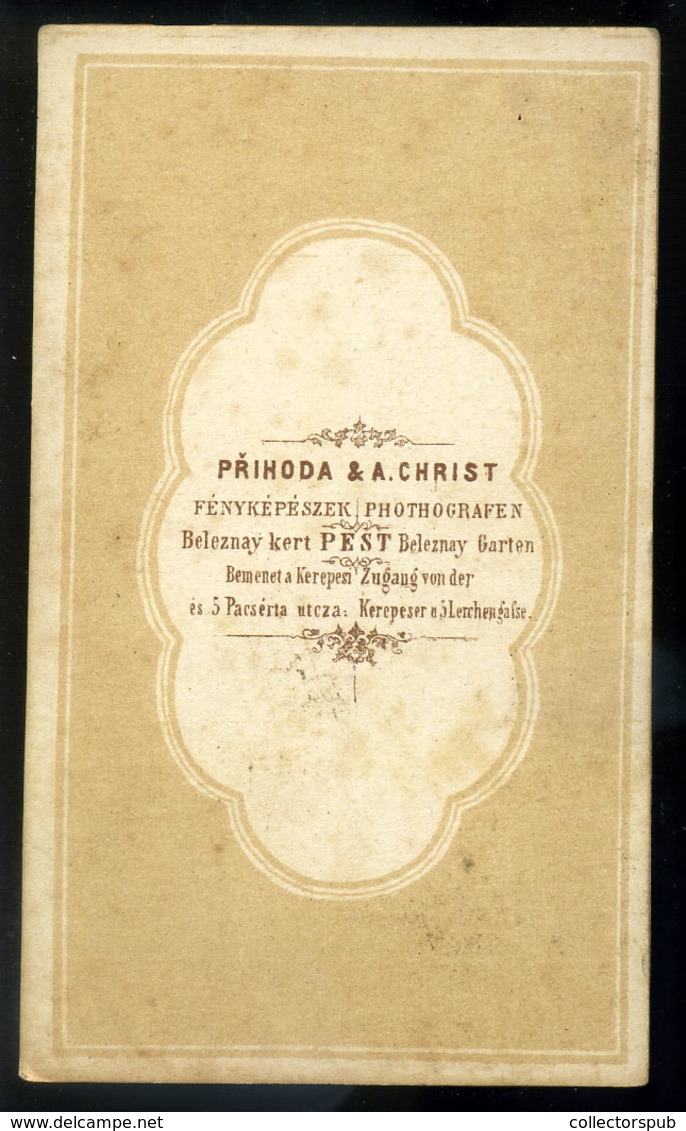 PEST 1865. Cca. Prihoda és Christ Anna : Ismeretlen Hölgy Régi Visit Fotó  /  Unknown Lady Vintage Visit Photo - Andere & Zonder Classificatie