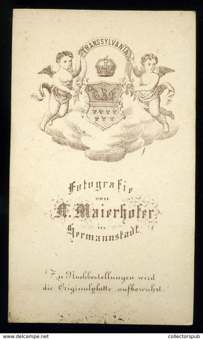 NAGYSZEBEN 1865. Cca. Maierhofer : Ismeretlen Férfi , Régi Visit Fotó  /  NAGYSZEBEN Ca 1865 Unknown Man Vintage Visit P - Andere & Zonder Classificatie