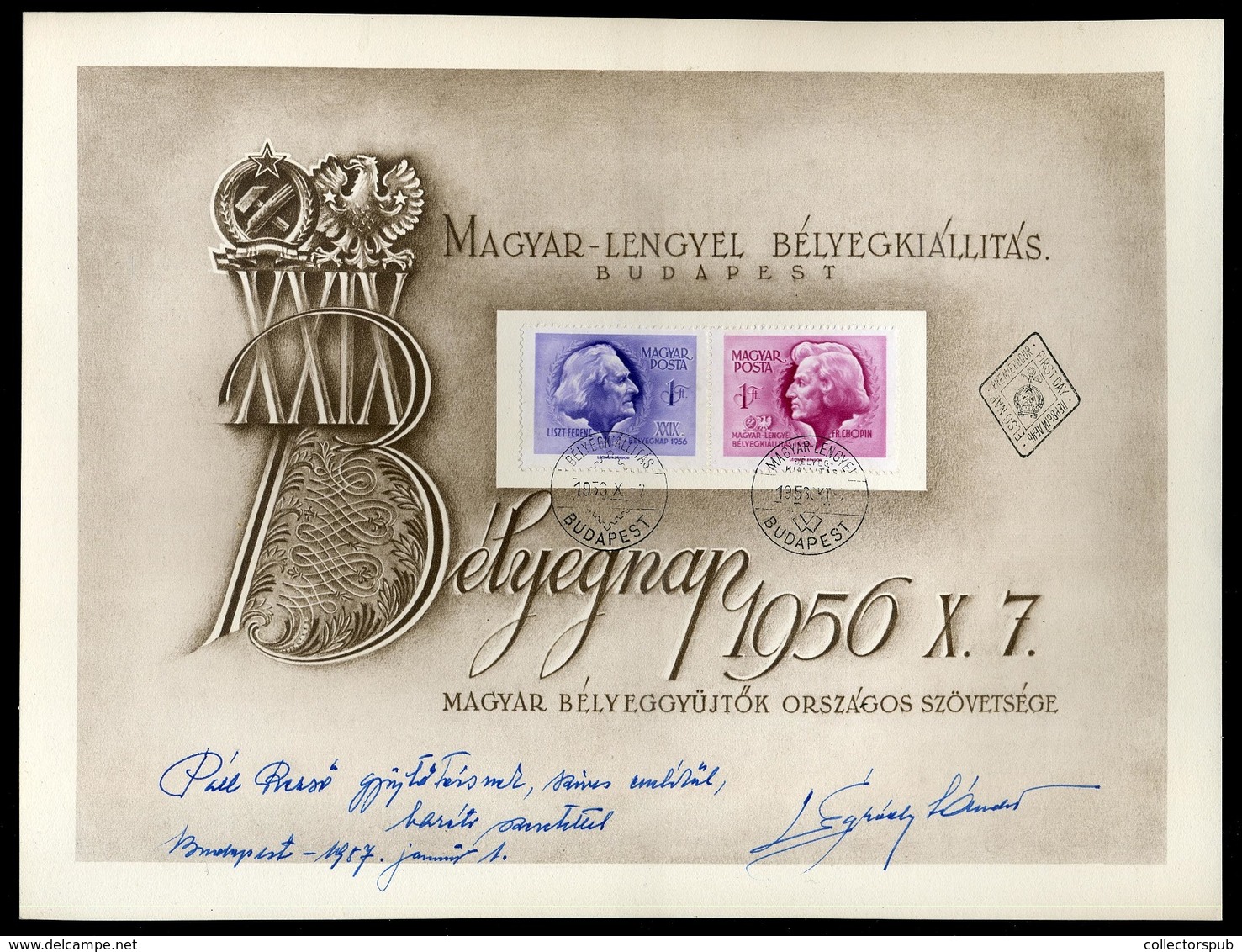 1956 Bélyegnap Emléklap  Légrády Sándor Bélyegtervező Dedikálásával!  /  Stamp Day Dedicated By Sándor Légárdy Stamp Des - Unused Stamps