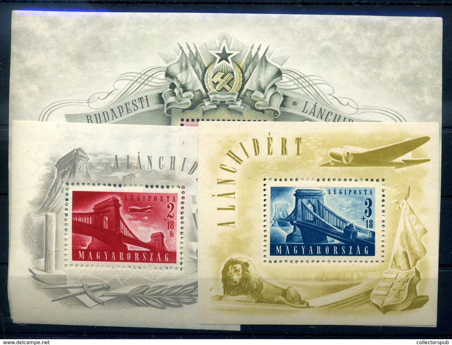 1948-1949 Lánchíd I.-II.-III. Blokkok (140.000) Szép!  /  Chain Bridge Blocks - Unused Stamps