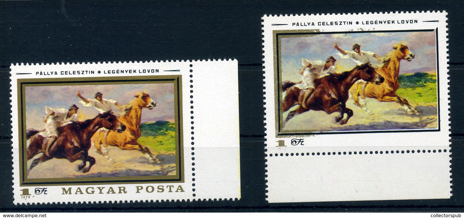 11979. Festmények 3Ft Hiányos Arany Nyomással, érdekesség!  /  Paintings 3 Ft Faulty Gold Print, Interesting - Unused Stamps