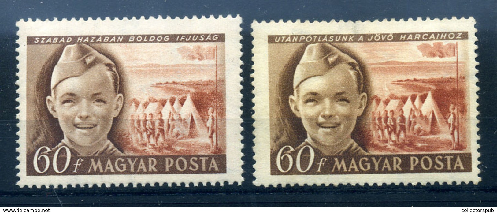 1950 Gyermek (I.) 60f Tévnyomat 'Utánpótlásunk A Jövő Harcaihoz' (190.000) + Normál Változat  /  60f  Misprint - Unused Stamps