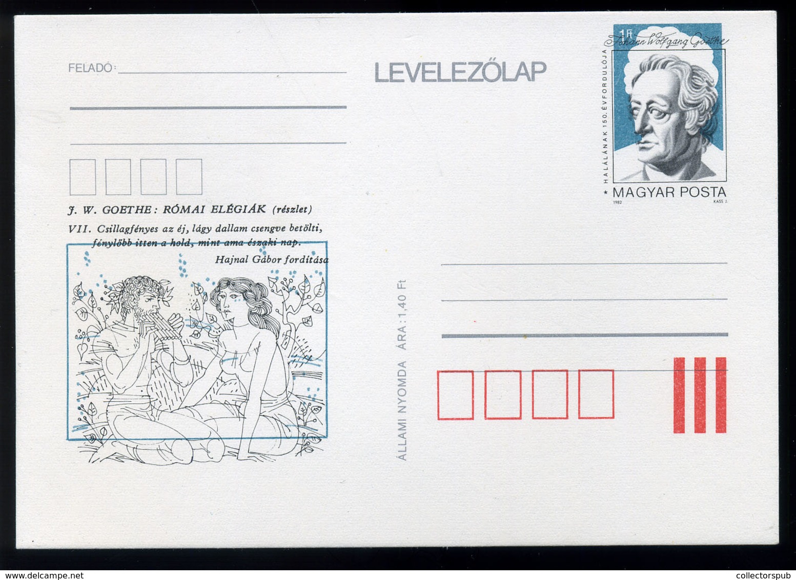 1982. Goethe Díjjegyes Lap, Elnyomva! Érdekes!  /  1982 Goethe Stationery Card Misprint! Interesting ! - Covers & Documents