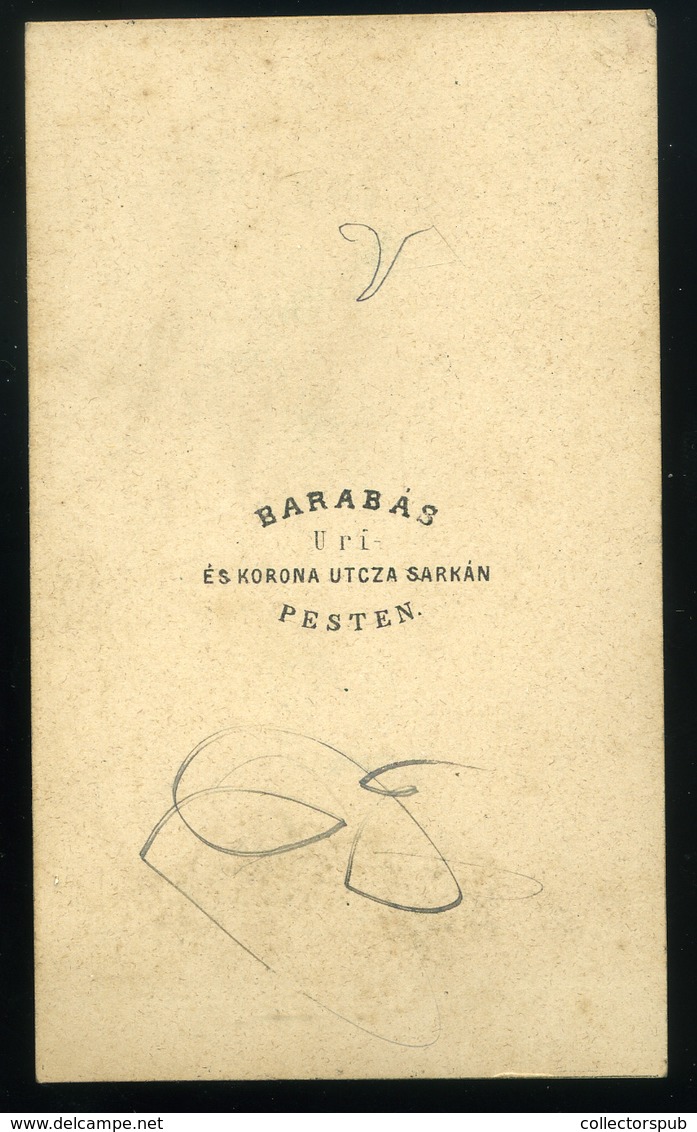 PEST 1860. Barabás Miklós : Ismeretlen Hölgy, Ritka Visit Fotó  /  Unknown Lady Rare Visit Photo - Andere & Zonder Classificatie