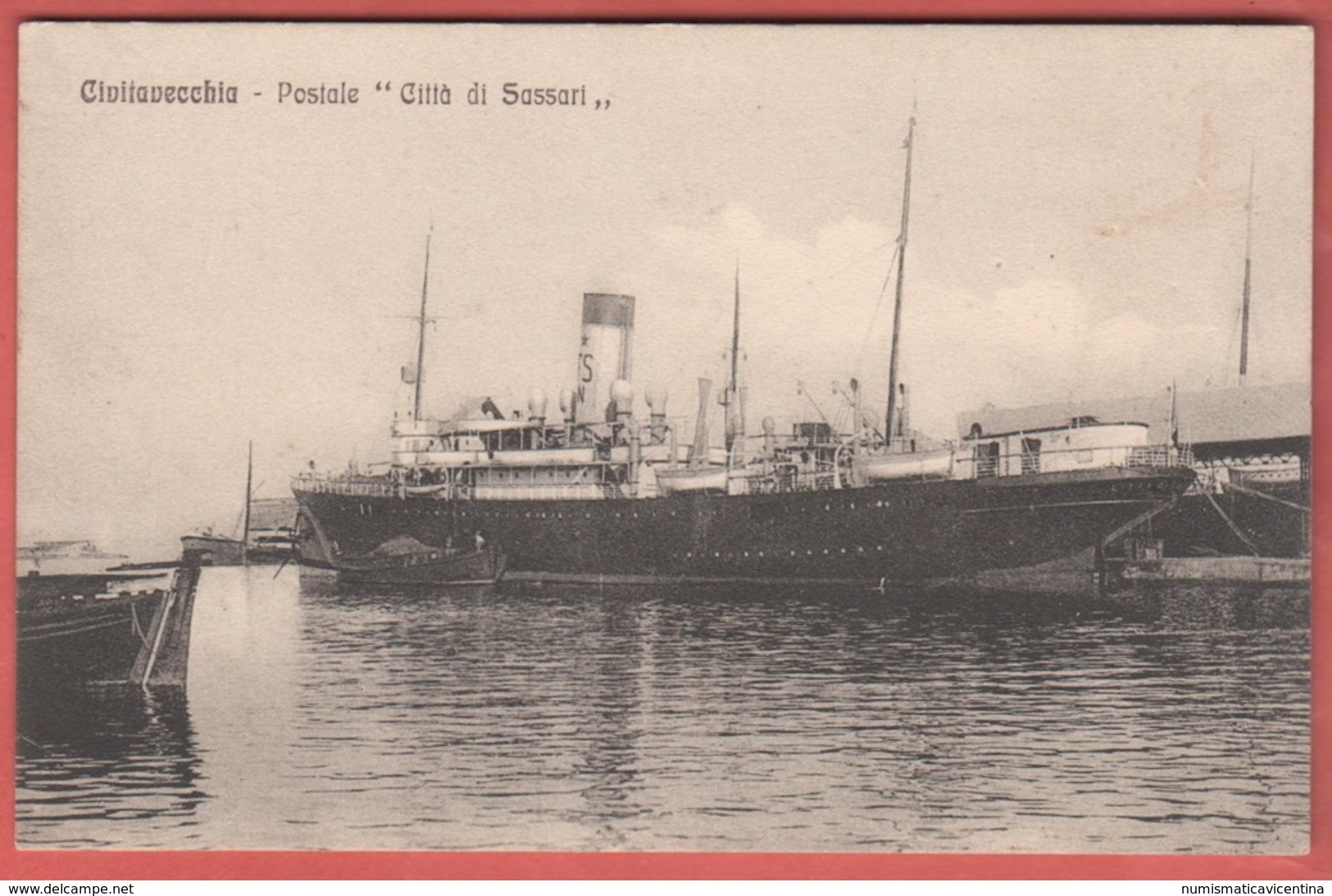 Nave Postale Città Di Sassari In Partenza Da Civitavecchia 1914 Navi Navires Ships Schiffe - Commercio