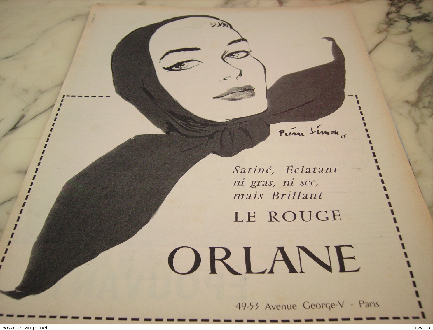 ANCIENNE   PUBLICITE ROUGE A LEVRE ORLANE 1955 - Autres & Non Classés