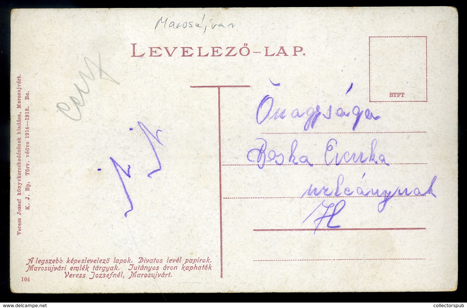 Marosújvár, Ocna Mures 1918.  Veress József Könyvkereskedése , Régi Képeslap  /  1918 József Veress' Bookstore, Vintage  - Hungary
