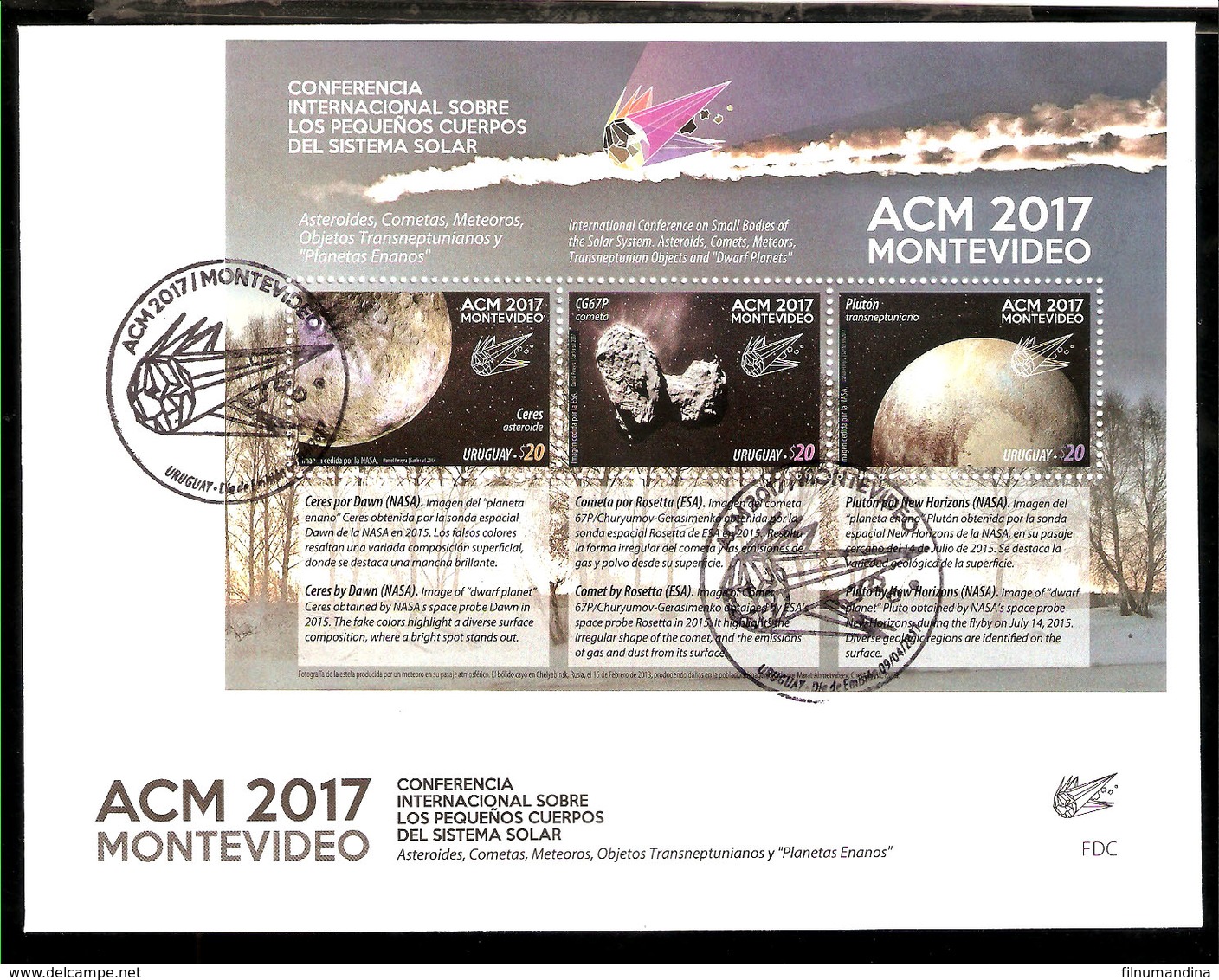 URUGUAY 2017 ESPACE COSMOS METEORIT ASTRONOMIE SATELIT SPACE ASTRONOMY BLOC,S/S YV BL 118 MNH NEUF POSTFRISCH - South America