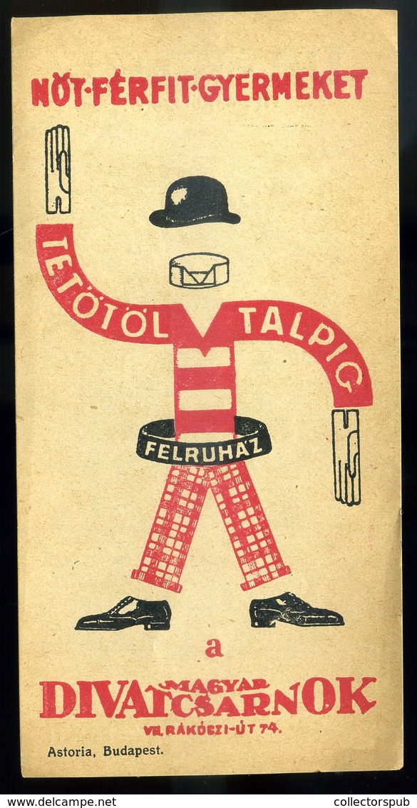 SZÁMOLÓ CÉDULA  Régi Reklám Grafika ,Divatcsarnok  /  COUNTING CARD Vintage Adv. Graphics, Fashion Store - Unclassified