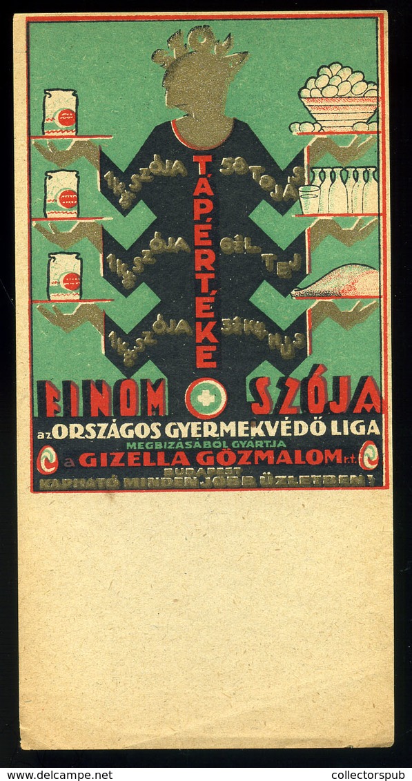 SZÁMOLÓ CÉDULA  Régi Reklám Grafika , Finom Szója  /  COUNTING CARD Vintage Adv. Graphics, Fine Soy - Unclassified