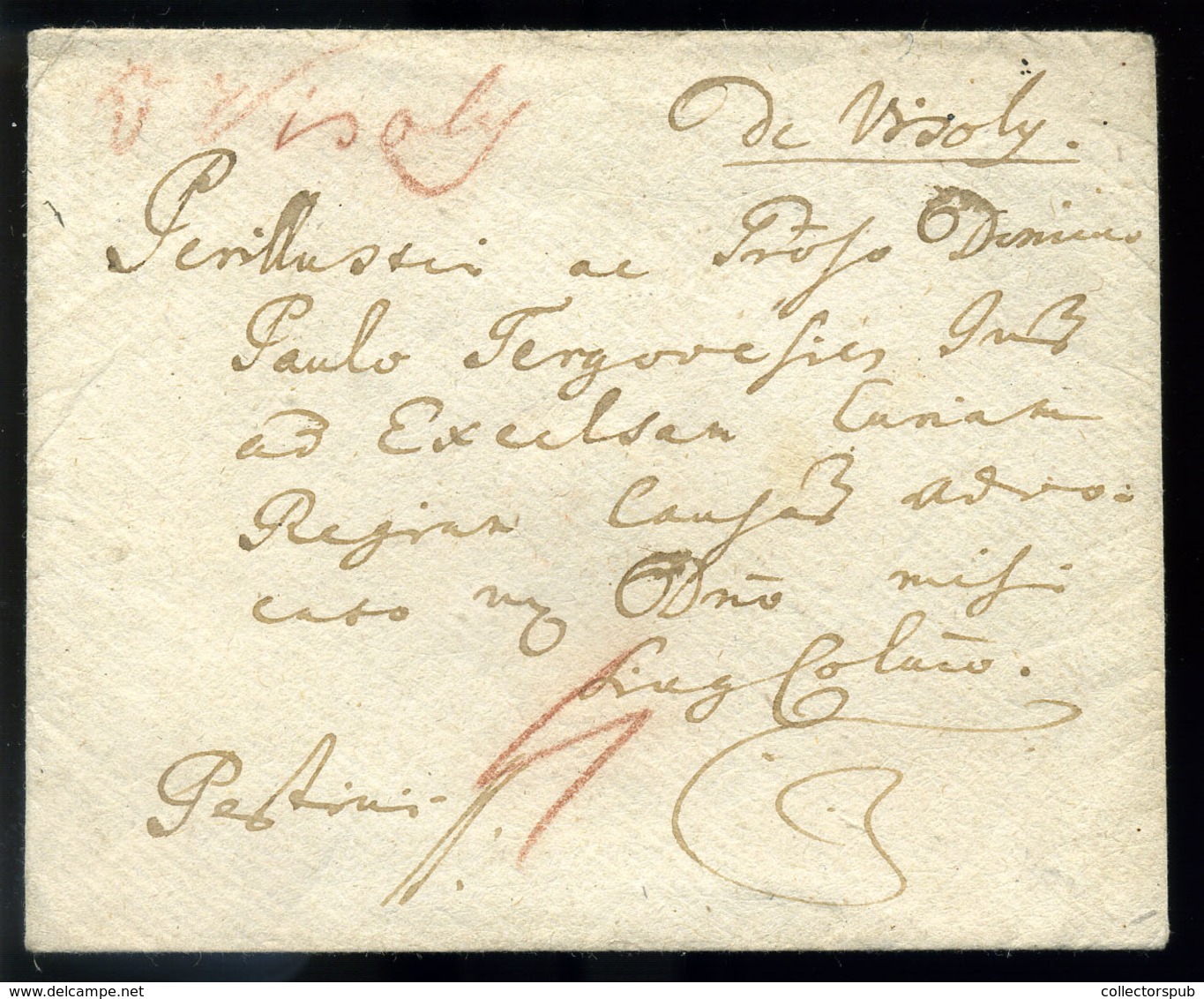 VIZSOLY 1790. Portós Levél, Kézírásos Helymegjelöléssel Pestre Küldve  /  1790 Unpaid Letter Hand Located To Pest - ...-1867 Prephilately