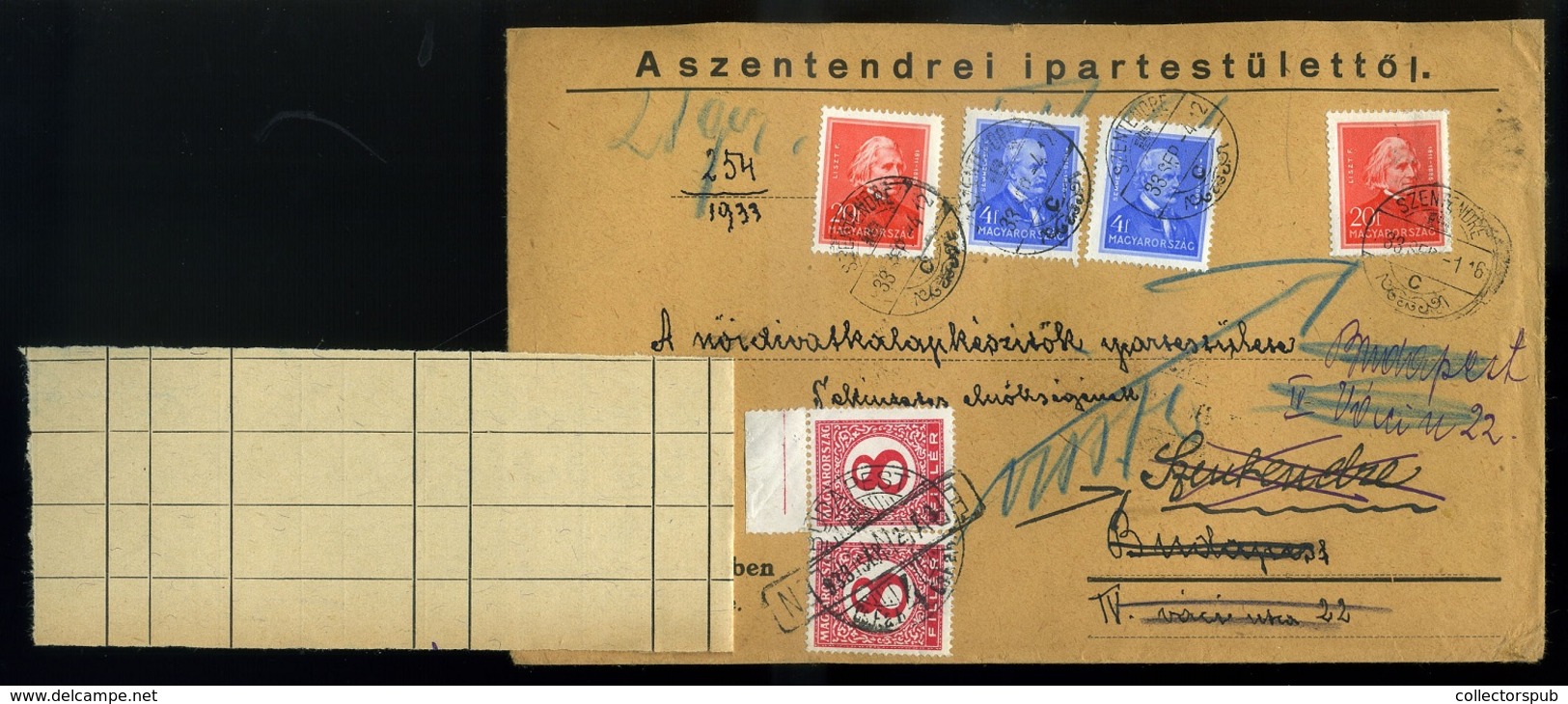 SZENTENDRE 1933. Érdekes, Visszaküldött,portózott Levél Arcképek Bérmentesítéssel  /  1933 Intresting Returned Postage D - Covers & Documents