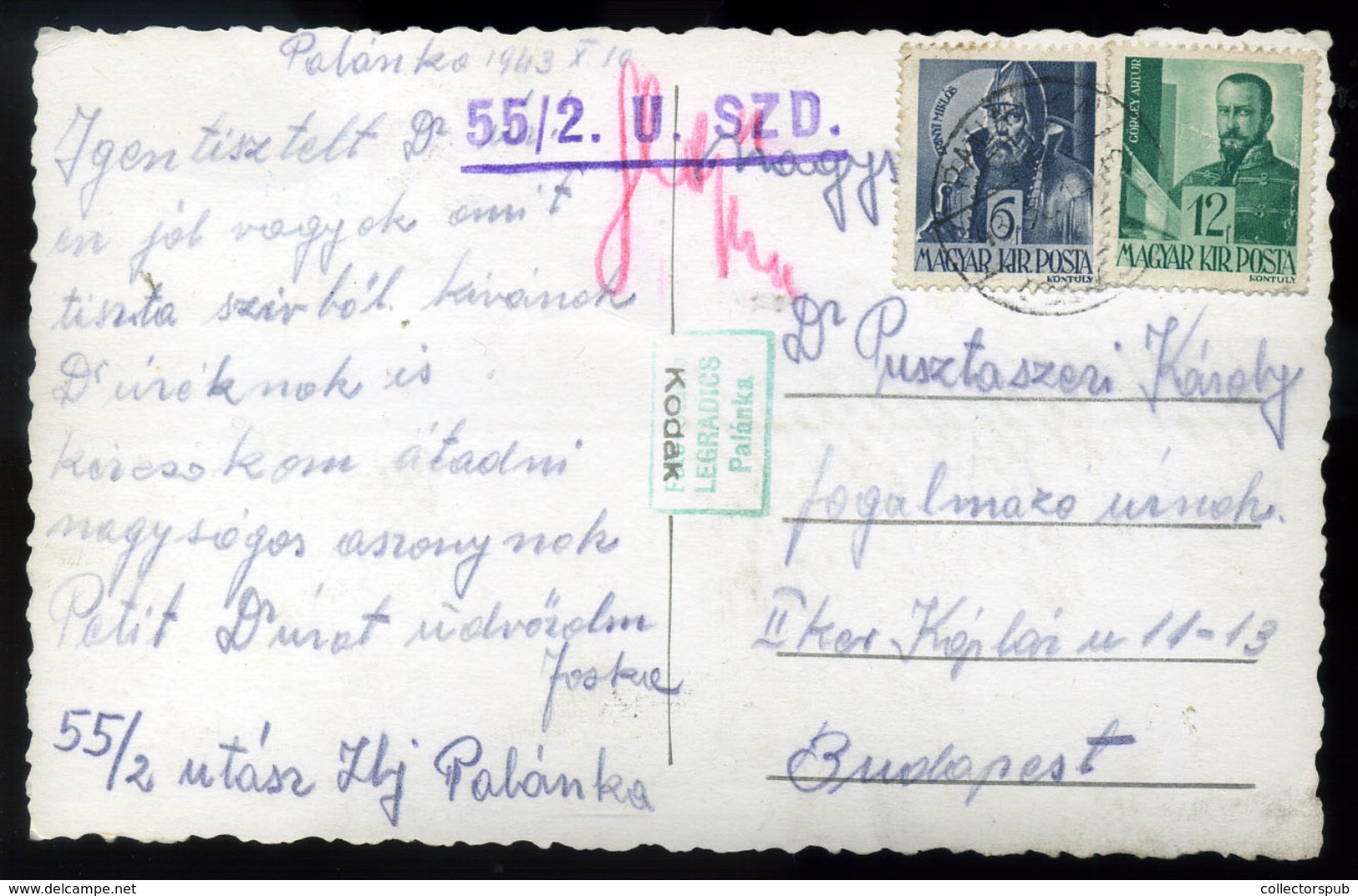 PALÁNKA II.VH 1943. Fotós Képeslap Tábori Postával Budapestre Küldve  /  WW II. 1943 Photo Vintage Pic. P.card Via FPO T - Covers & Documents
