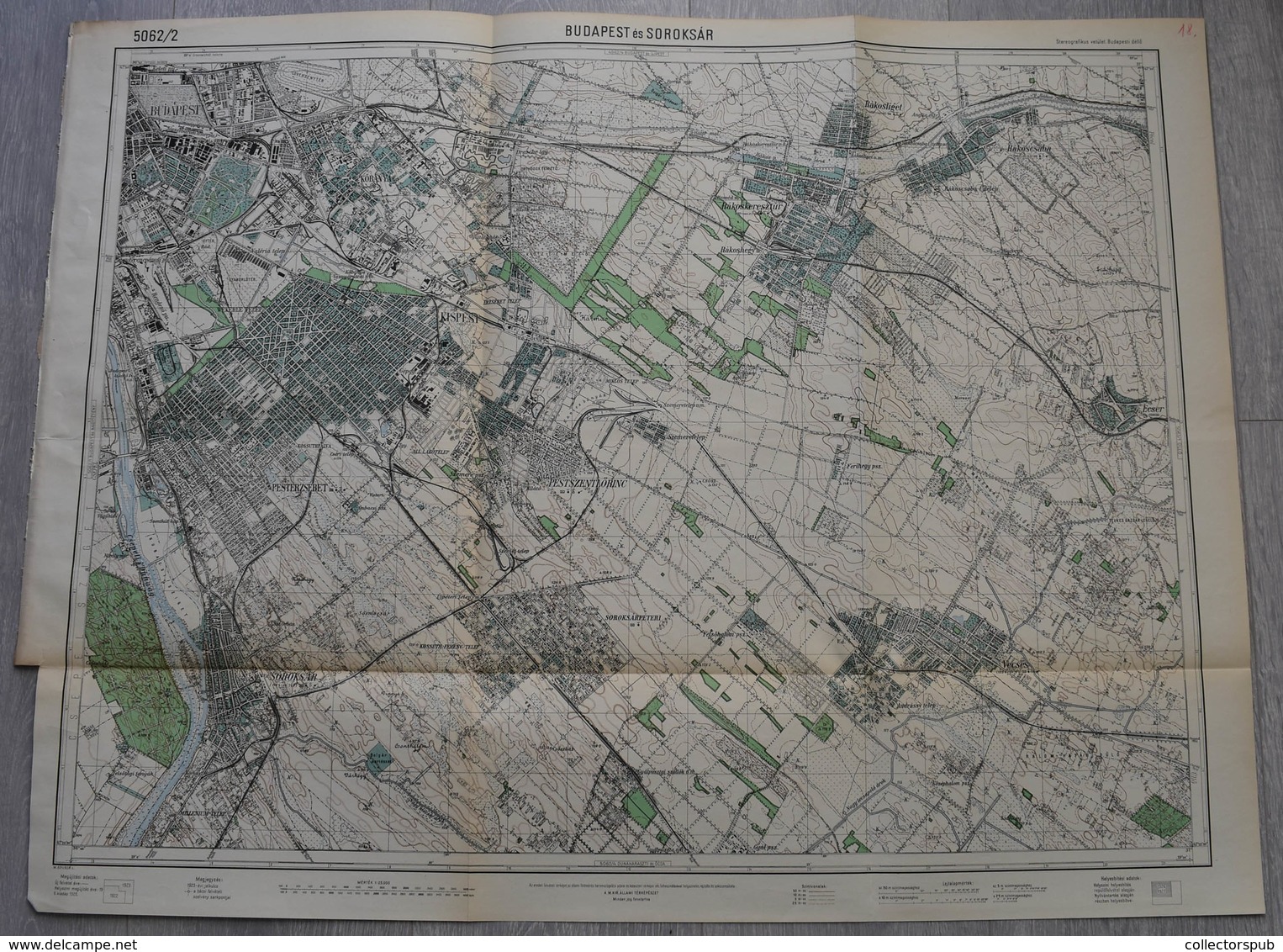 BUDAPEST és SOROKSÁR 1928. Térkép, M.kir.állami Térképészeti Intézet  65*85 Cm  / Hun.Roy.Nat. Cartography Institute - Unclassified