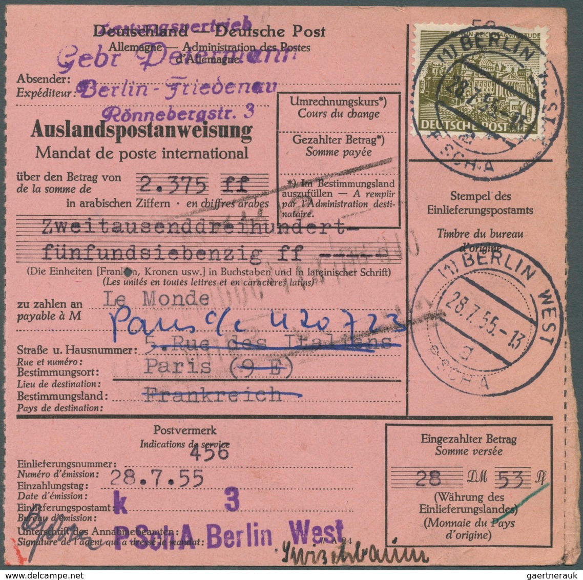 Berlin: 1949, Bauten I, 40Pf Als Einzelfrankatur Sowie 50Pf U. 60Pf Jeweils Als Einzel- Und Mehrfach - Briefe U. Dokumente