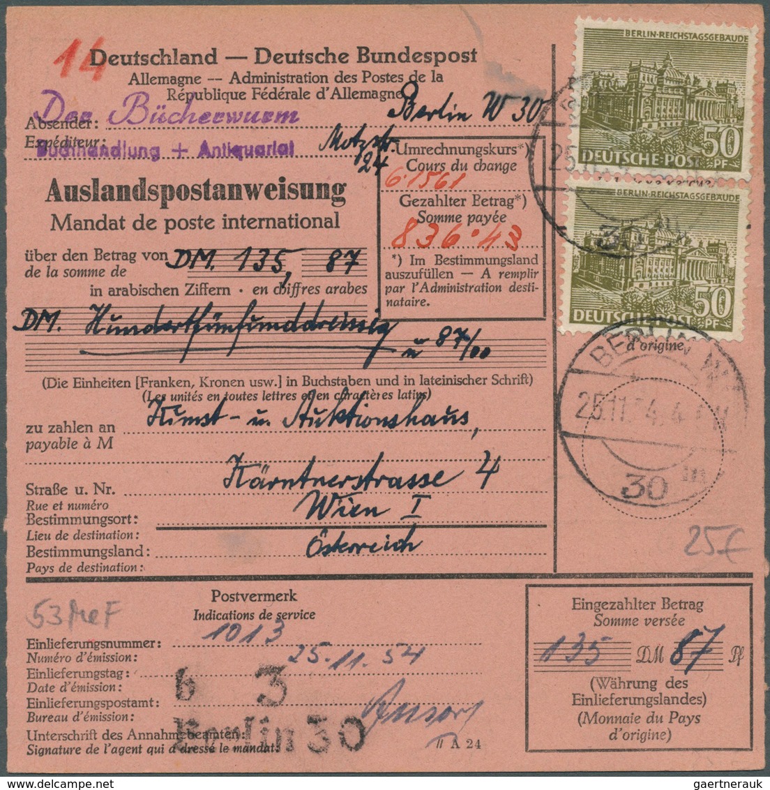 Berlin: 1949, Bauten I, 40Pf als Einzelfrankatur sowie 50Pf u. 60Pf jeweils als Einzel- und Mehrfach