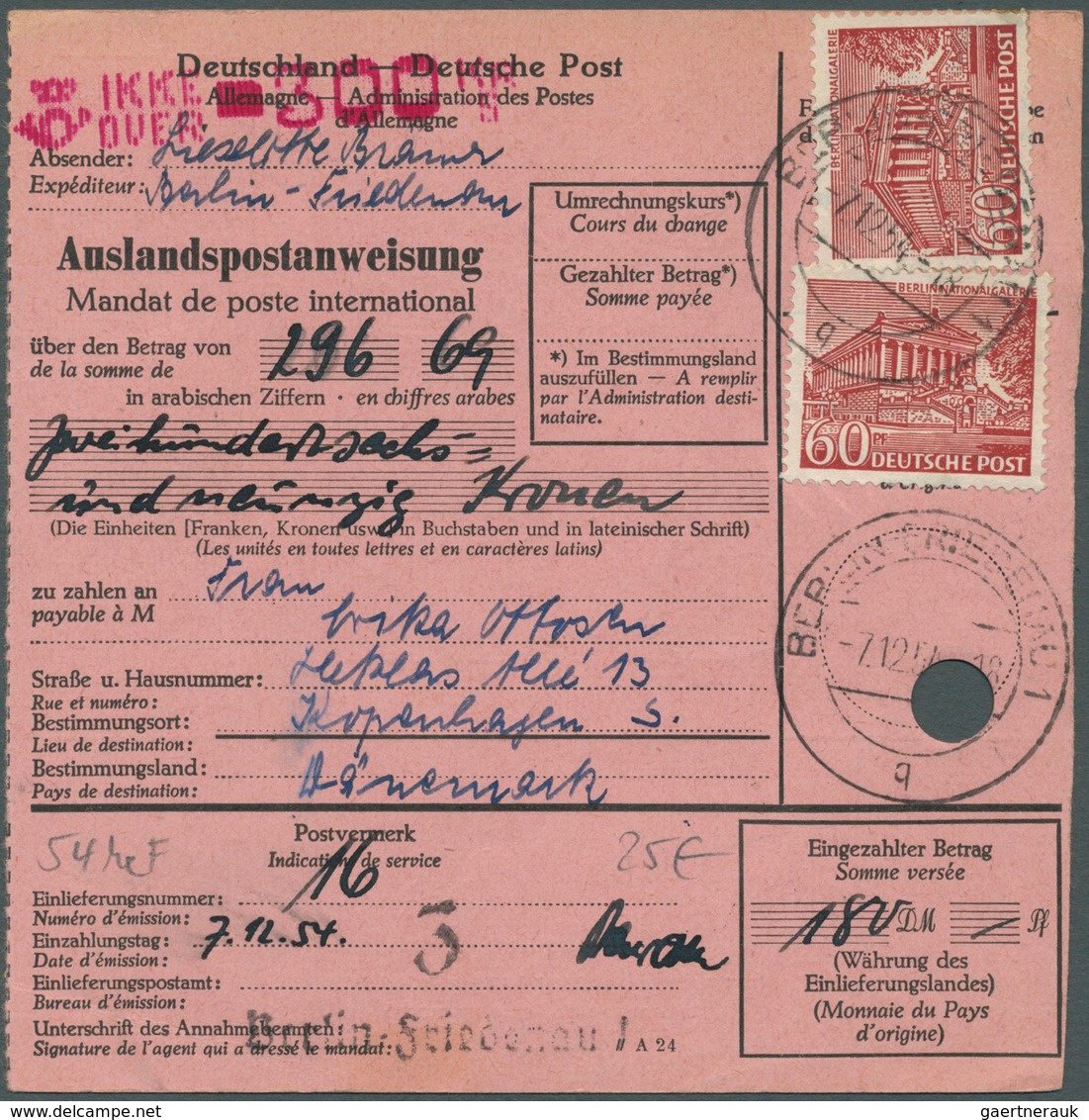 Berlin: 1949, Bauten I, 40Pf als Einzelfrankatur sowie 50Pf u. 60Pf jeweils als Einzel- und Mehrfach