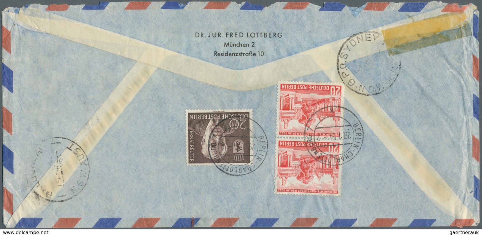 Berlin: 1954: Luftpost-Langumschlag Im Tarif II Mit Einschreiben Und Eilzustellung, Gebühr DM 6,30 A - Covers & Documents