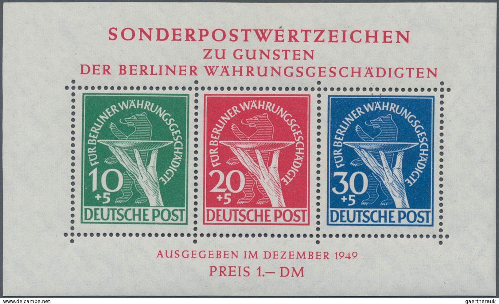 Berlin: 1949, Währungsgeschädigten Blockausgabe Tadellos Postfrisch, Fotoattest BPP, Mi 950.- - Covers & Documents