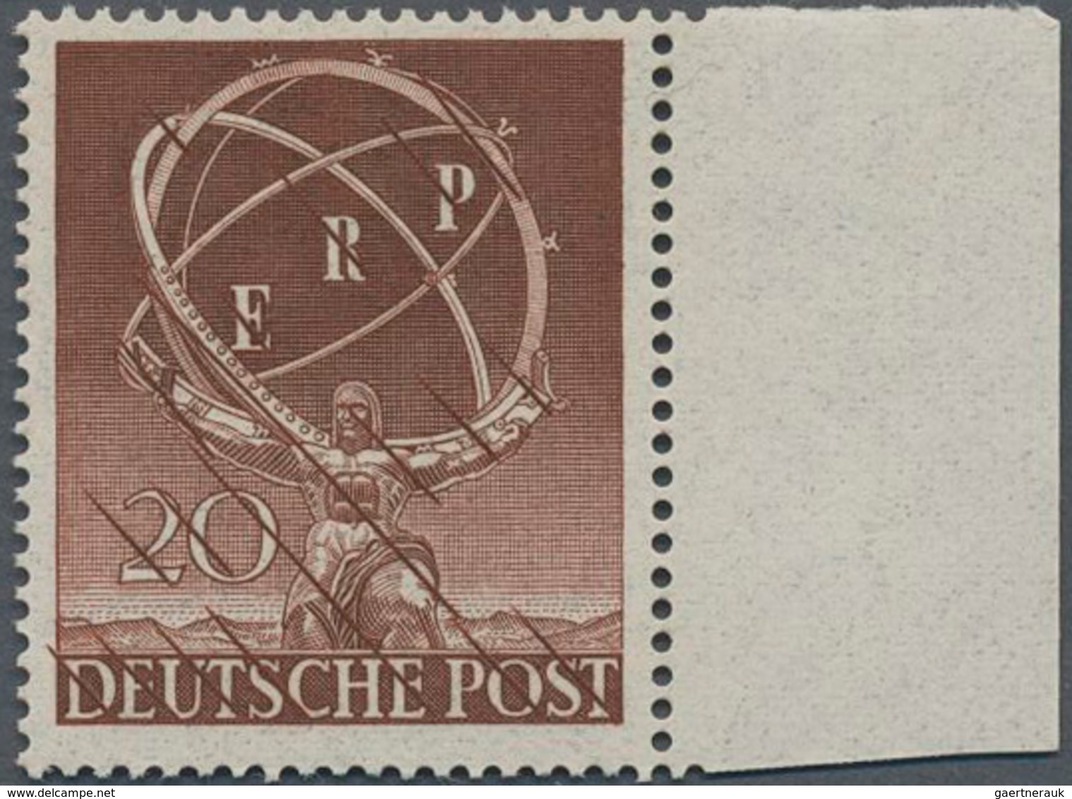 Berlin: 1950, 20 Pf "ERP" PROBEDRUCK Vom Rechten Rand Postfrisch Mit Den üblichen Diagonalen Striche - Covers & Documents