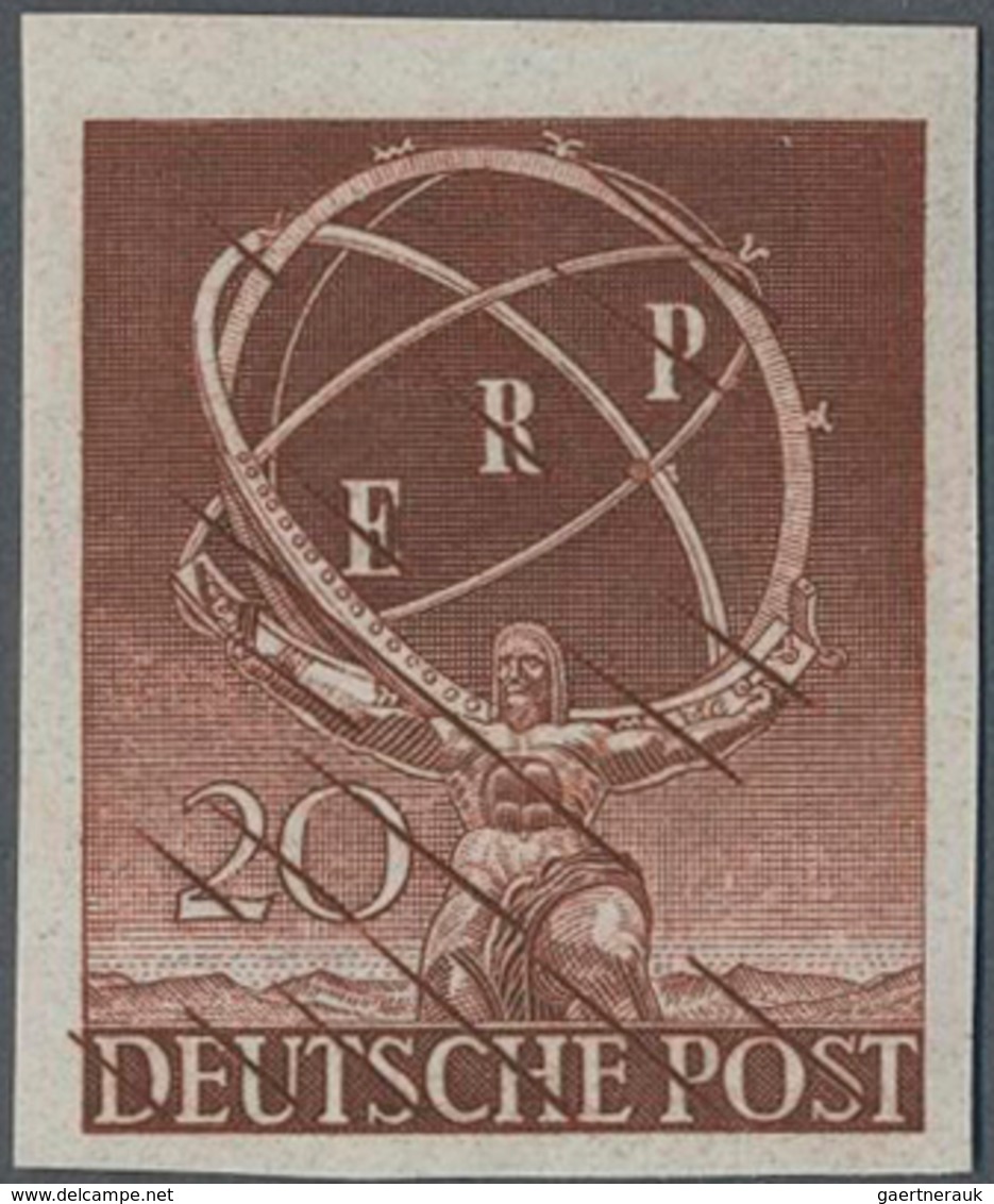 Berlin: 1950, 20 Pf "ERP" Ungezähnter PROBEDRUCK Postfrisch Mit Den üblichen Diagonalen Strichen (si - Covers & Documents