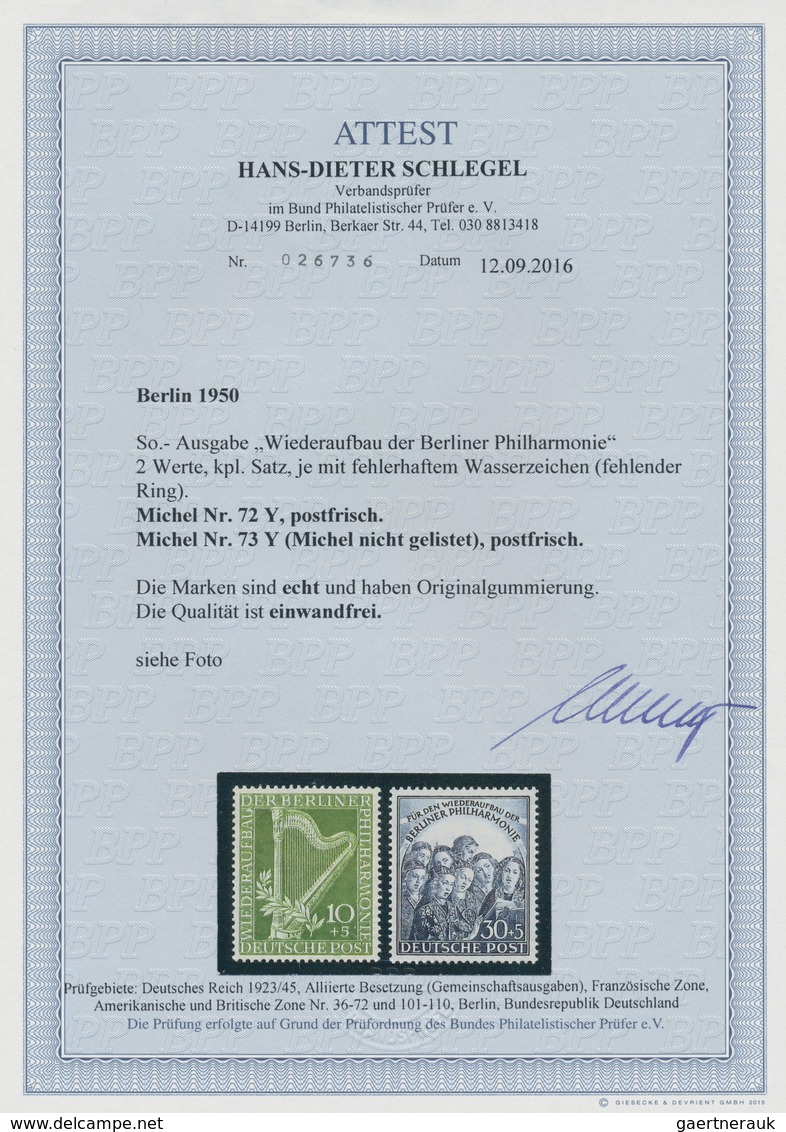 Berlin: Thematik: Musik / Music - 1950 Berlin: Wiederaufbau Der Berliner Philharmonie, 2 Werte Kompl - Briefe U. Dokumente