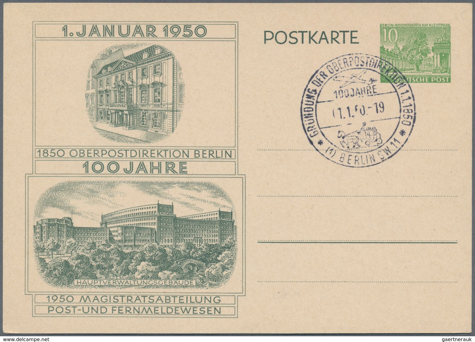 Berlin - Ganzsachen: 1950, Zehn Verschiedene Sonderpostkarten, Alle Mit SST (Mi. 670.-) - Sonstige & Ohne Zuordnung