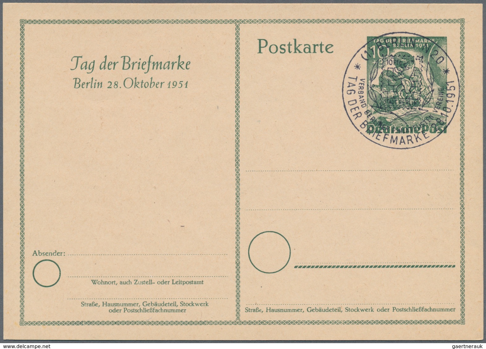 Berlin - Ganzsachen: 1950, zehn verschiedene Sonderpostkarten, alle mit SST (Mi. 670.-)