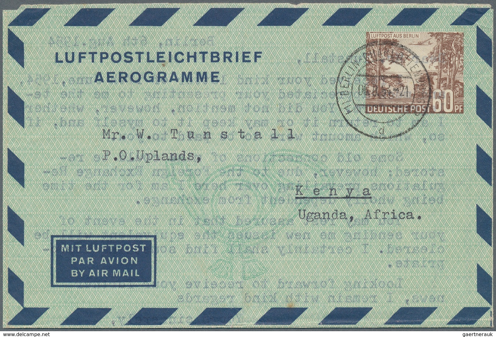 Berlin - Ganzsachen: 60 Pf. Lp-Faltbf. Zudruck "LUFTPOSTLEICHTBRIEF/AEROGRAMME" Bedarfsgebr. Ab Berl - Sonstige & Ohne Zuordnung