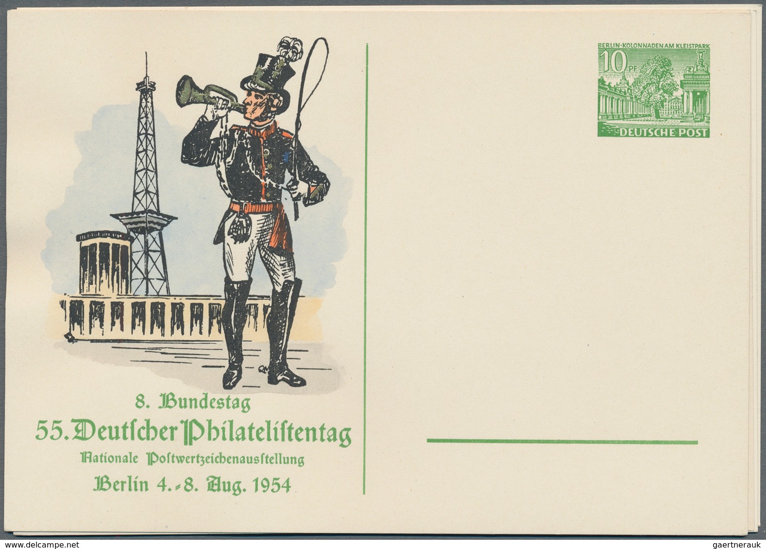 Berlin - Ganzsachen: 1954. Deutscher Philatelistentag. Lot Mit 4 Privat-Postkarten Berliner Bauwerke - Other & Unclassified